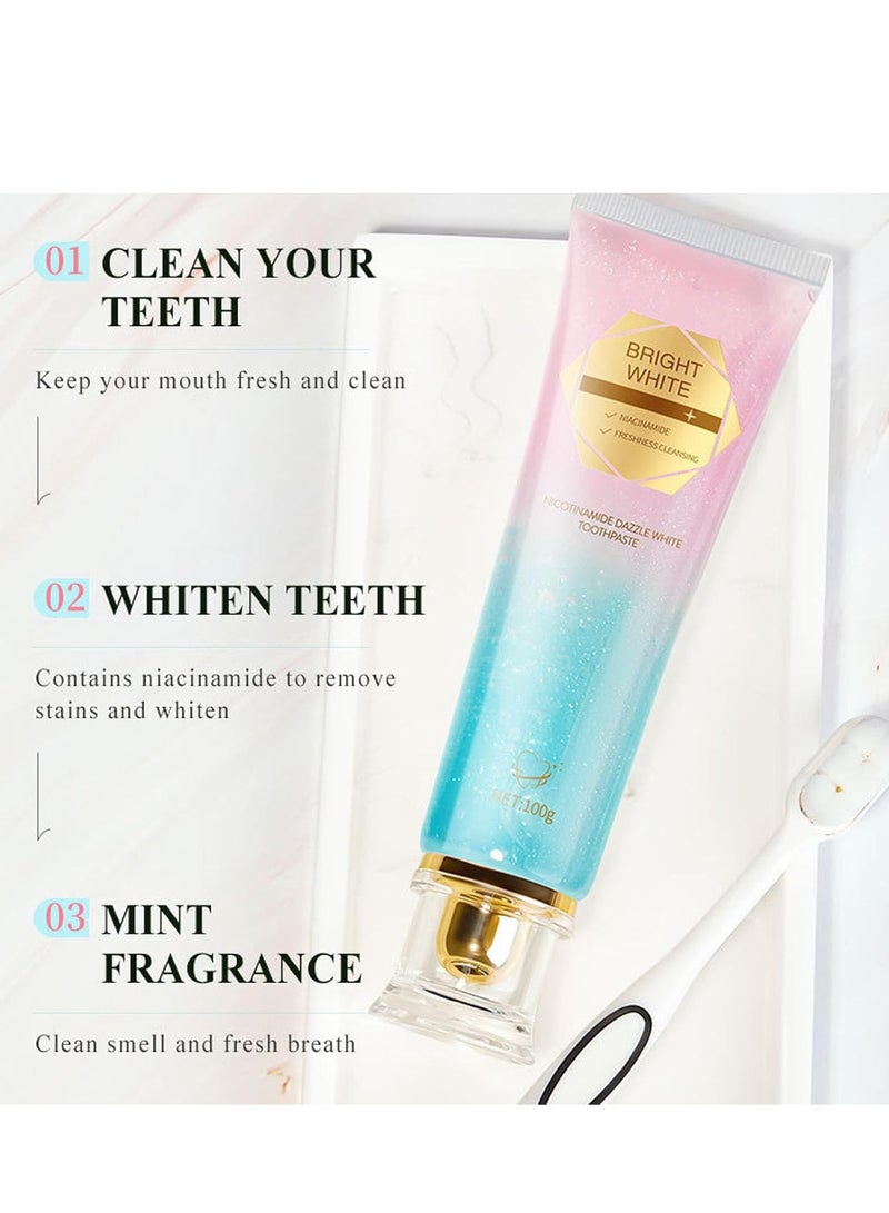 هونموي معجون أسنان برايت وايت، معجون أسنان مبيض مع النياسيناميد، يزيل البقع تمامًا، ويصلح ويحمي الأسنان، ويحمي مينا الأسنان ويخفف الحساسية 100 جرام - Image 3