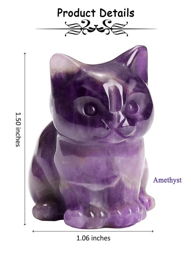 PESOENTH Amethyst Crystal Cat Gifts for Cat Lovers,Purple Lucky Healing Crystal Cat Figurine Ornament for Home Office Desk Decor,Cat Themed Gifts - Image 5