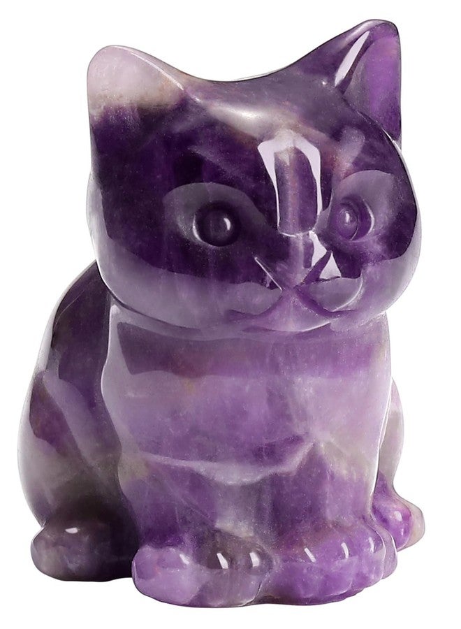 PESOENTH Amethyst Crystal Cat Gifts for Cat Lovers,Purple Lucky Healing Crystal Cat Figurine Ornament for Home Office Desk Decor,Cat Themed Gifts - Image 1