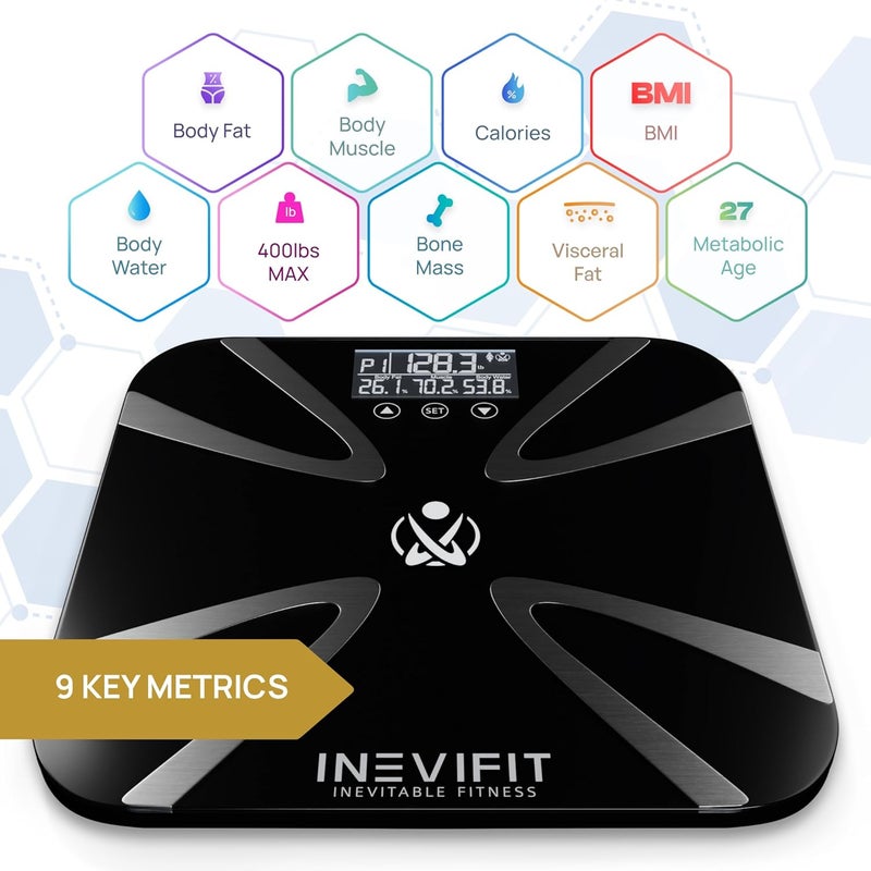 INEVIFIT Body Fat Scale Highly Accurate Digital Bathroom Body Composition Analyzer Measures Weight Body Fat Water Muscle BMI Visceral Levels  Bone Mass for 10 Users Includes Batteries - Image 2