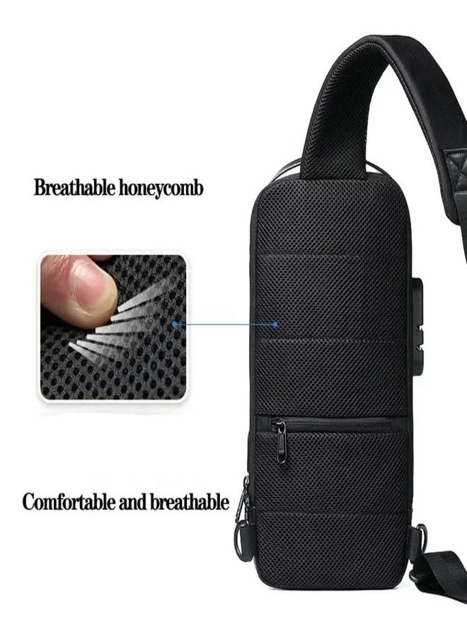 NISHIV Multifunction Sling Bag, Waterproof Polyester Slim Unisex Crossbody Sling Bag Chest Backpack Men's Shoulder Bag, Crossbody Bag For Walking, Gym, Sport, Hiking, Cycling (BLACK) - Image 3