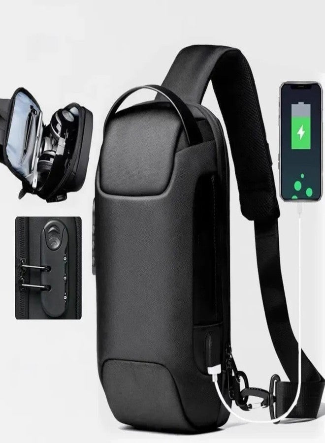NISHIV Multifunction Sling Bag, Waterproof Polyester Slim Unisex Crossbody Sling Bag Chest Backpack Men's Shoulder Bag, Crossbody Bag For Walking, Gym, Sport, Hiking, Cycling (BLACK) - Image 4