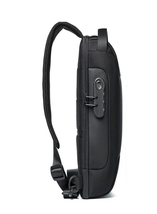 NISHIV Multifunction Sling Bag, Waterproof Polyester Slim Unisex Crossbody Sling Bag Chest Backpack Men's Shoulder Bag, Crossbody Bag For Walking, Gym, Sport, Hiking, Cycling (BLACK) - Image 2