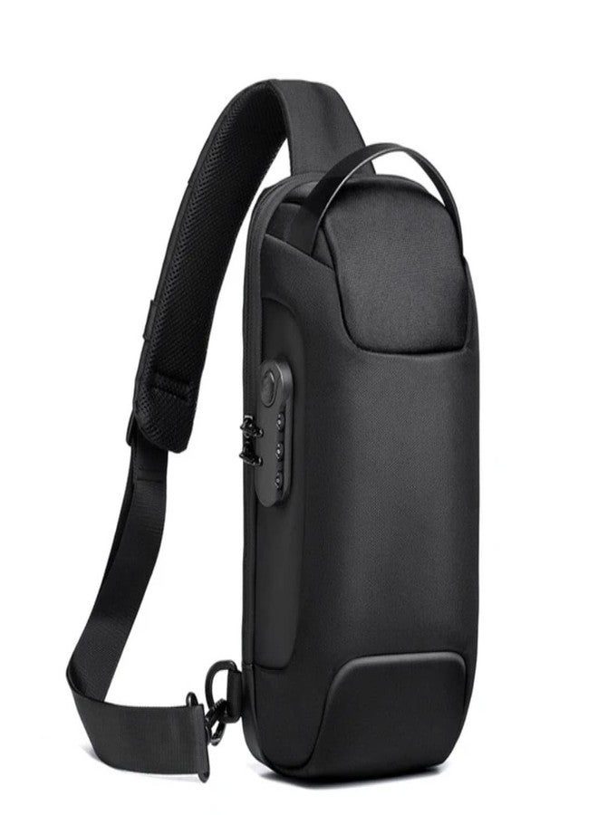 NISHIV Multifunction Sling Bag, Waterproof Polyester Slim Unisex Crossbody Sling Bag Chest Backpack Men's Shoulder Bag, Crossbody Bag For Walking, Gym, Sport, Hiking, Cycling (BLACK) - Image 1
