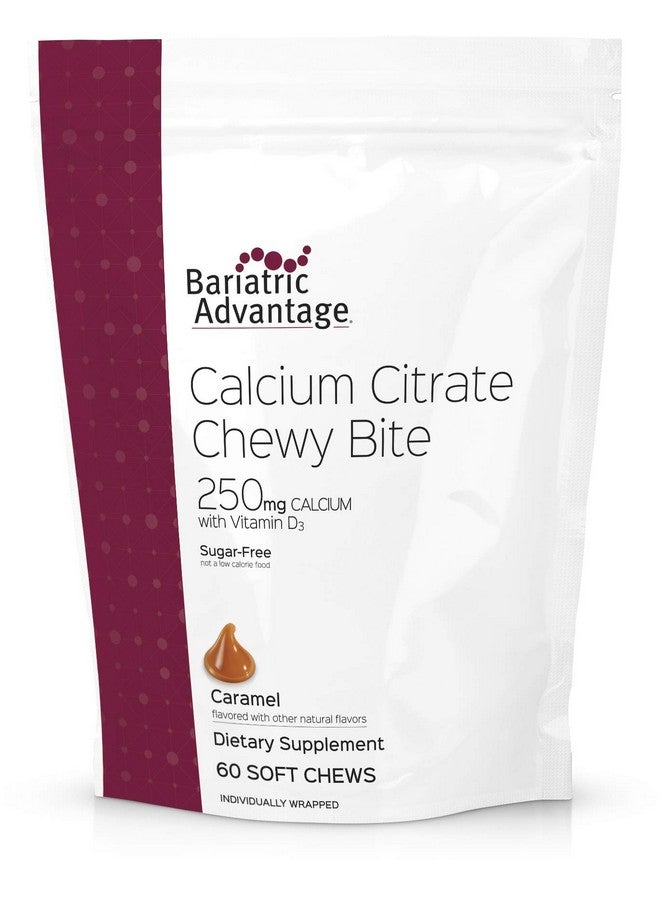 بارياتيك أدفانتج أقراص مضغوطة من سيترات الكالسيوم من Bariatric Advantage بتركيز 250 مجم مع فيتامين د3 لمرضى جراحة السمنة بما في ذلك جراحة تحويل مسار المعدة وتكميم المعدة، خالية من السكر - بنكهة الكراميل، 60 قرصًا - Image 1