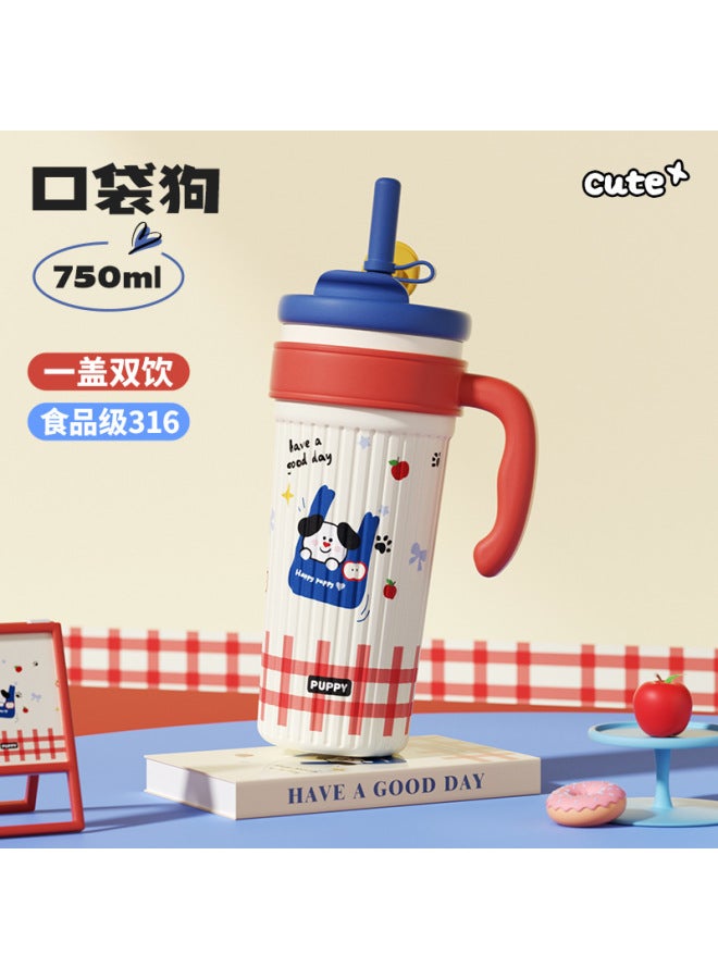 New Colorful Ice Cup, High-looking Big Mac Thermos Cup, Large-capacity Straw Cup Handle, Portable Cold Cup