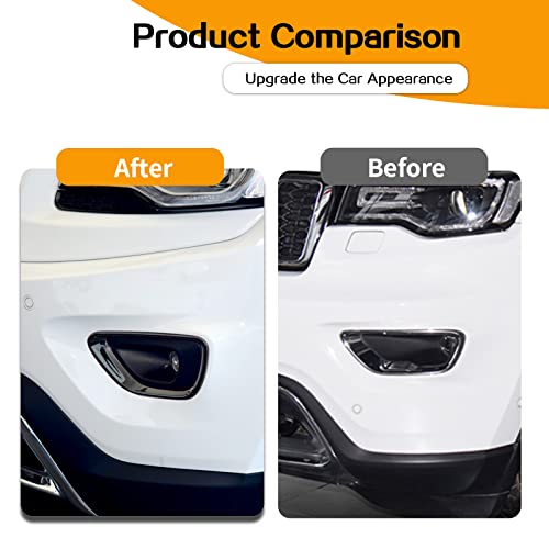 Hoolcar Front Fog Lights Cover Fog Lamp Frame Trim Replacement Compatible with 2014-2016 Jeep Grand Cherokee, Black - Image 2