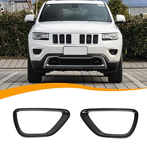 Hoolcar Front Fog Lights Cover Fog Lamp Frame Trim Replacement Compatible with 2014-2016 Jeep Grand Cherokee, Black - Image 1