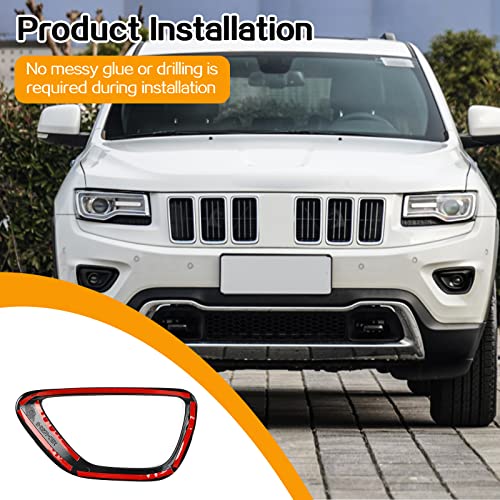 Hoolcar Front Fog Lights Cover Fog Lamp Frame Trim Replacement Compatible with 2014-2016 Jeep Grand Cherokee, Black - Image 5