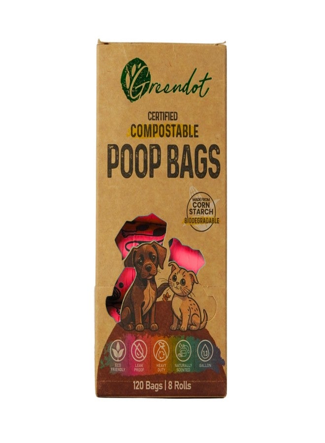 GREENDOT BIOPAK Compostable Dog Poop Bags - 120 Bags (8 Rolls), 9x13 Inches Leak-Proof, Thick & Tear-Resistant Poop Bag for Pets, Cornstarch-Based & Odor-Locking Biodegradable in 180 Days Waste Bags - Image 1