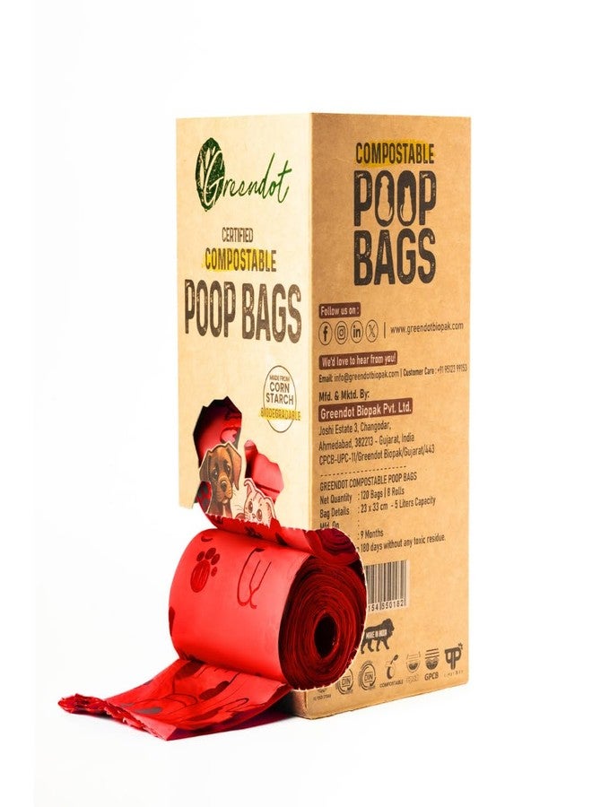 GREENDOT BIOPAK Compostable Dog Poop Bags - 120 Bags (8 Rolls), 9x13 Inches Leak-Proof, Thick & Tear-Resistant Poop Bag for Pets, Cornstarch-Based & Odor-Locking Biodegradable in 180 Days Waste Bags - Image 2
