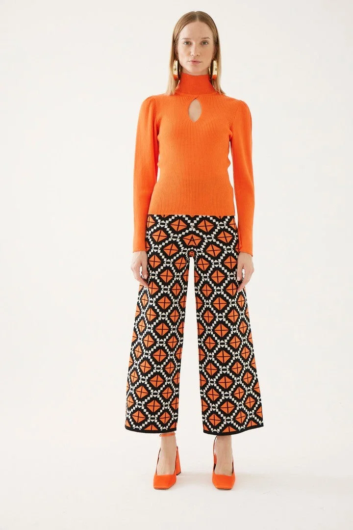 EXQUISE Patterned Knitted Trousers
