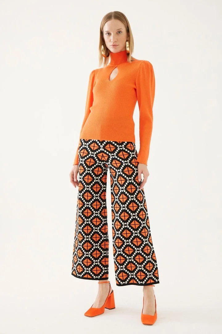 EXQUISE Patterned Knitted Trousers