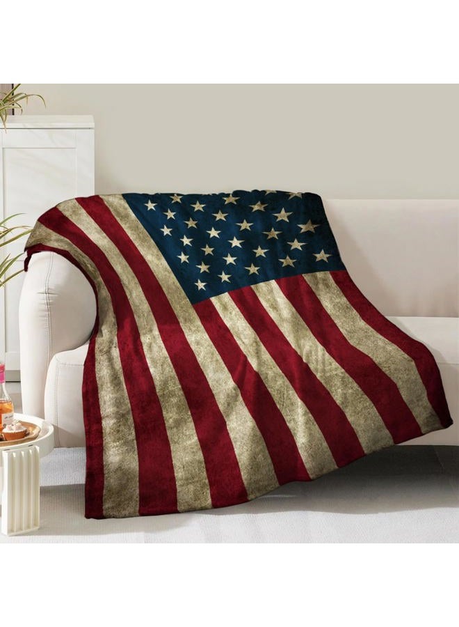 NuKuNsKf American Flag Blanket Gifts for Men Husband Boys Dad Women Birthday Christmas Valentine Present US National Flag Theme Decor Bedroom Living Room Couch Sofa Kids Adults Teen Soft Flannel Throws 60"x50" - Image 1