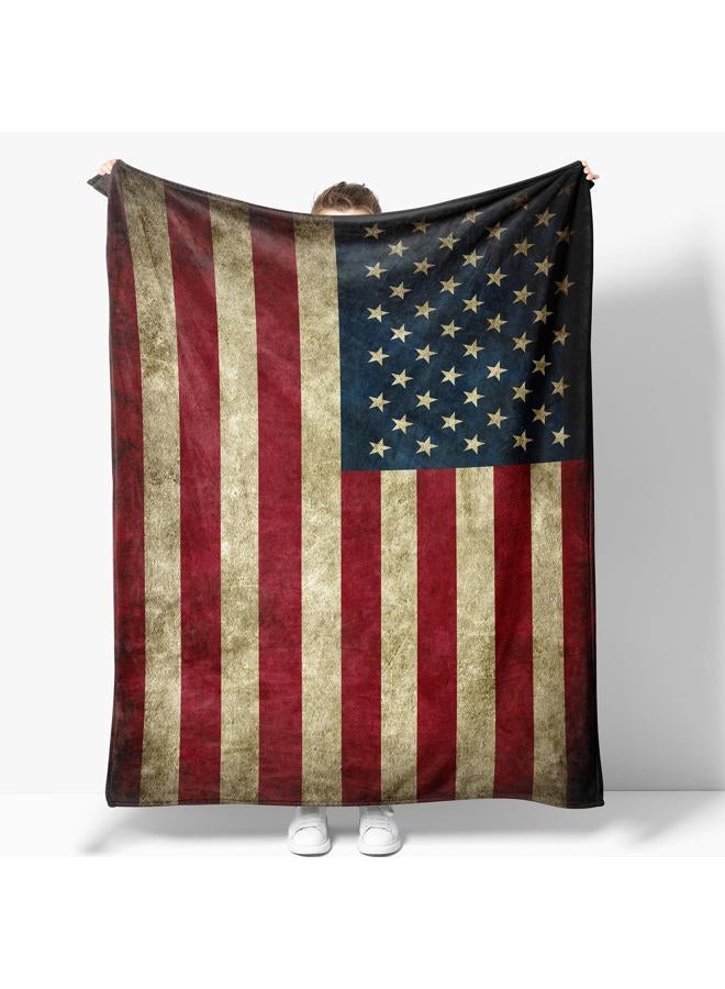 NuKuNsKf American Flag Blanket Gifts for Men Husband Boys Dad Women Birthday Christmas Valentine Present US National Flag Theme Decor Bedroom Living Room Couch Sofa Kids Adults Teen Soft Flannel Throws 60"x50" - Image 2