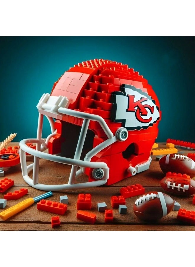General Professional football helmet building block model decoration toy children's educational game accessories assembled game gift for family and friends 