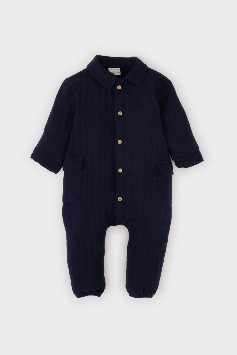 DeFacto Baby Boy Newborn Buttoned Muslin Jumpsuit  - Image 1