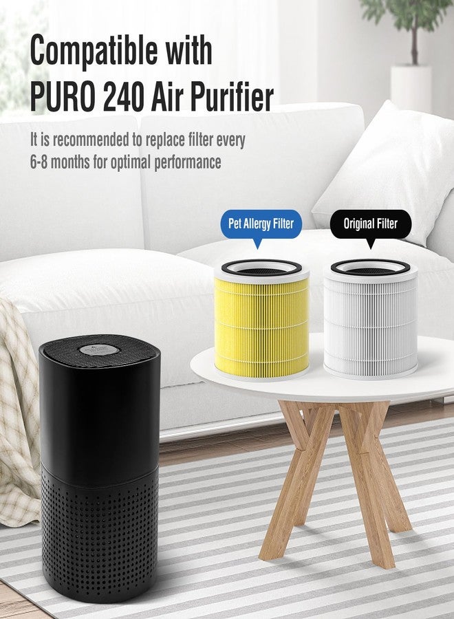 FMDZFL 2 Pack 240 Replacement Filter Compatible with Puro 240 Air Purifier, 3-in-1 Air Purifier Filter with Activated Carbon Filters - Image 2