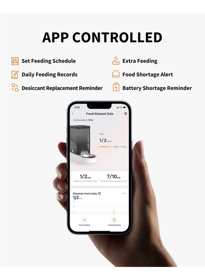 وحدة تغذية القطط الأوتوماتيكية من PETKIT، وحدة تغذية الكلاب الأوتوماتيكية بشبكة واي فاي 2.4 جيجاهرتز، موزع طعام الحيوانات الأليفة مع نظام قفل طازج ثلاثي، ما يصل إلى 10 وجبات يوميًا، جدولة التغذية، تنبيه بنقص الطعام، سعة 3 لتر - Image 1