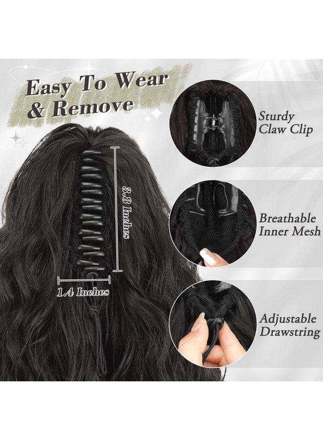 BARSDAR Short Ponytail Extension for Women - 12 Inch Claw Clip Ponytail Hair Extensions - Multi Layered Wavy Black Ponytail Soft Synthetic Clip in Pony Tails Hairpieces - Black Brown - Image 5