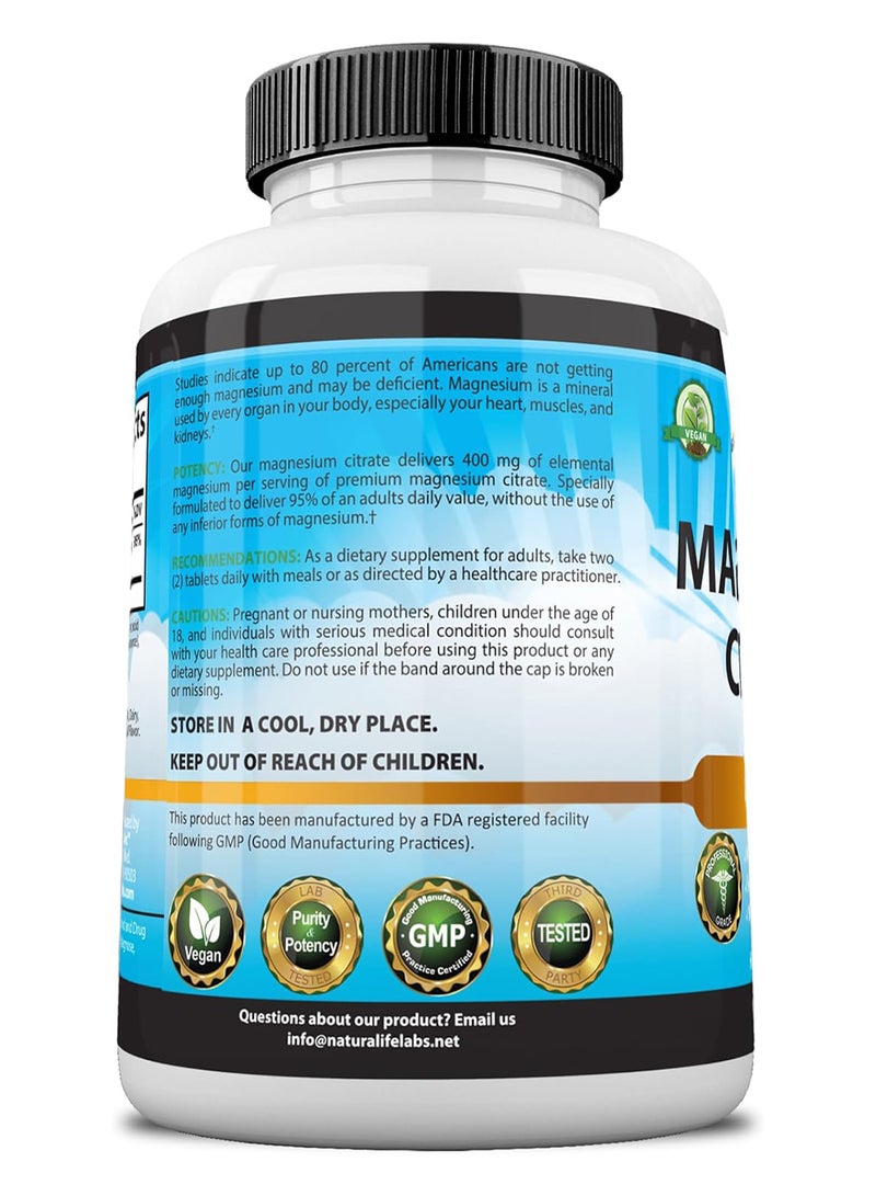 NaturaLife Labs Magnesium Citrate 400 Mg 120 Tablets - Image 2