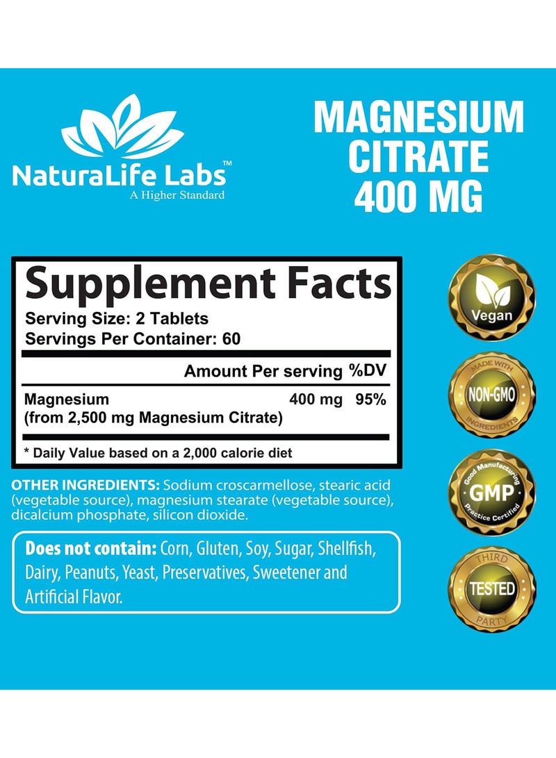 NaturaLife Labs Magnesium Citrate 400 Mg 120 Tablets - Image 5
