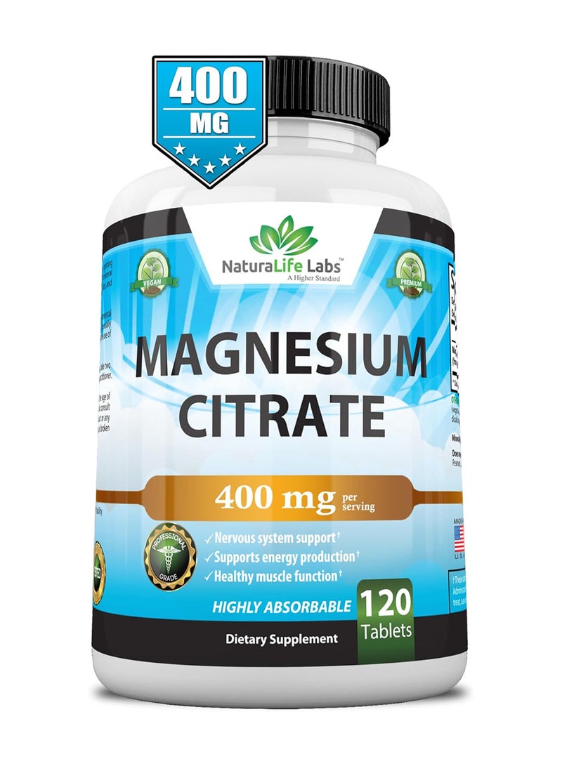 NaturaLife Labs Magnesium Citrate 400 Mg 120 Tablets - Image 4