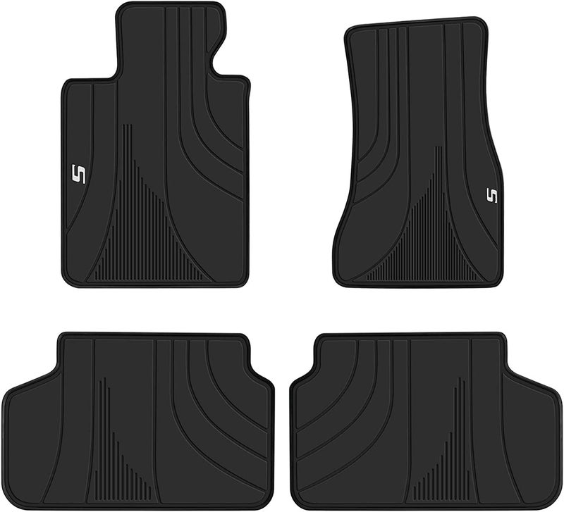 Matericuo Car Floor Mats Custom Fit for BMW 5 Series G30G31 20172023 Black White Rubber Auto Liner Mats All Weather Protection Heavy Duty Odorless