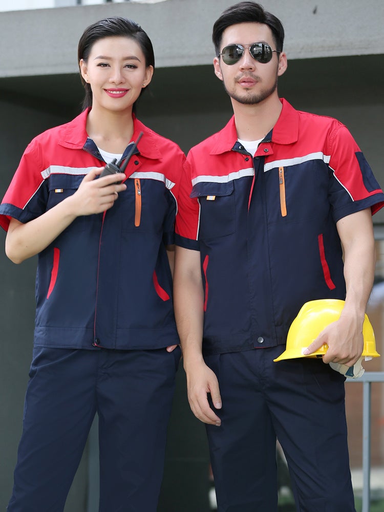 Summer Short-Sleeved Work Clothes Suit For Men And Women, Thin, Breathable And Wear-Resistant Auto Repair Clothes, Customized Summer Labor Protection Clothes - Image 2
