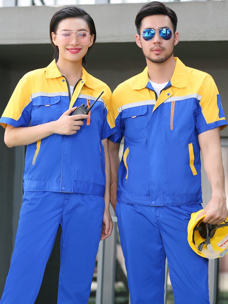 Summer Short-Sleeved Work Clothes Suit For Men And Women, Thin, Breathable And Wear-Resistant Auto Repair Clothes, Customized Summer Labor Protection Clothes - Image 3