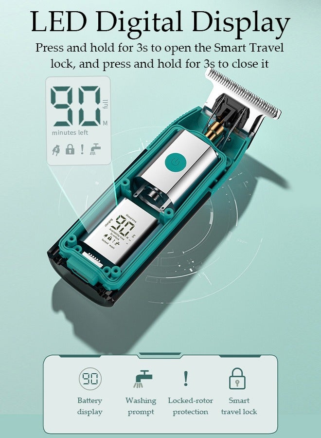 DUNISO ماكينة قص شعر ذكية كهربائية مع 5 أنواع من أمشاط تحديد المواقع ومحرك توربو ومجموعة قص الشعر للرجال مع شاشة LED ومجموعة تشذيب شعر لاسلكية قابلة لإعادة الشحن ومجموعة أدوات العناية بالحلاقة الاحترافية - Image 5