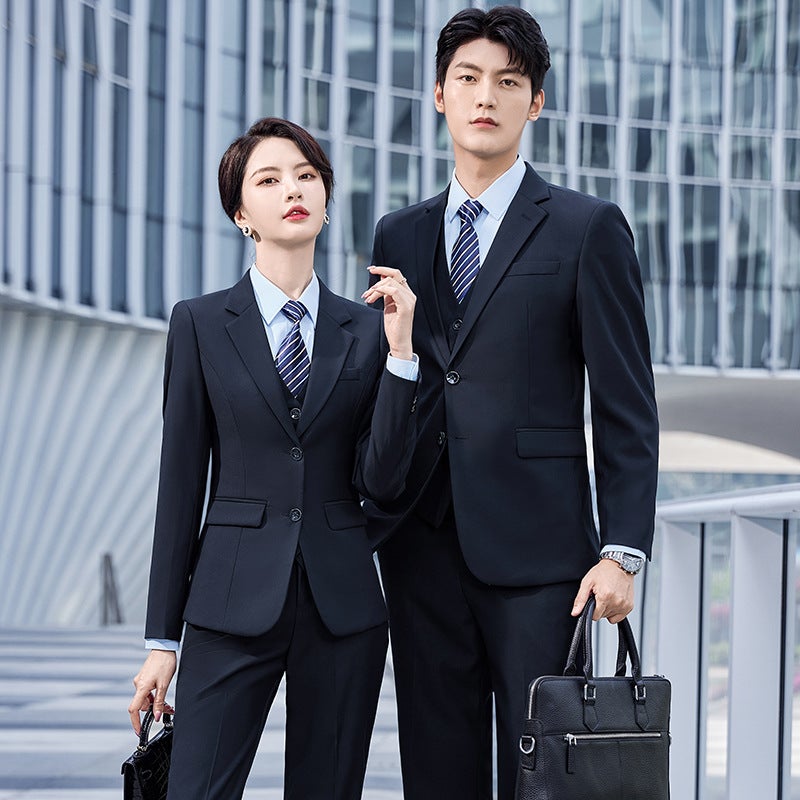 Men's and women's teacher suit suit business professional attire real estate sales Black suit formal suit bank overalls - Image 1