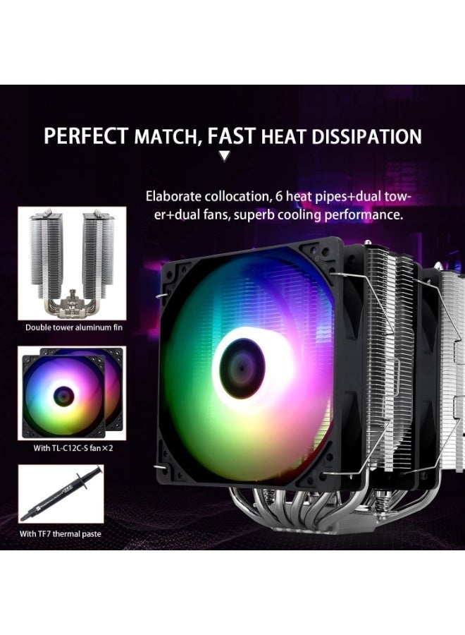 ثيرمالرايت مُبرد الهواء للوحدة المركزية Thermalright Peerless Assassin 120 SE ARGB، مبرد وحدة مركزية بـ6 أنابيب حرارية، مروحتان Dual TL-C12C-S PWM، غطاء مبرد من الألومنيوم، تقنية AGHP، متوافق مع AMD AM4/AM5 وIntel LGA1700/115X/1155/1200/1851 - Image 3