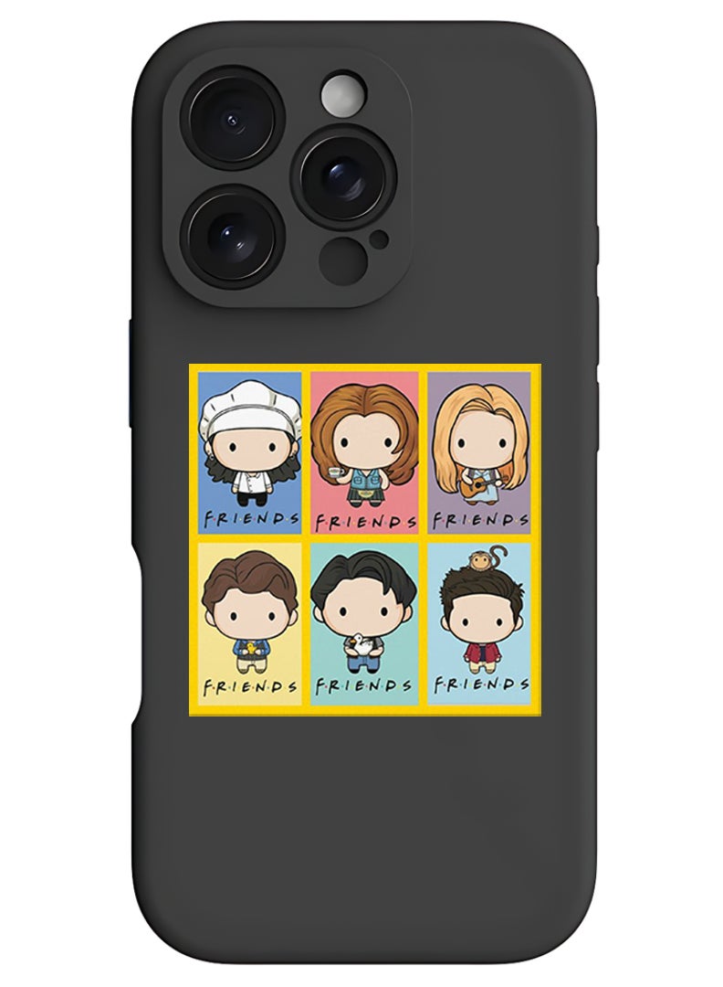 Protective Slim Fit Case Liquid Silicone Cover with Full Body Protection Anti-Scratch Shockproof Case For iPhone 16 Pro Black - friends