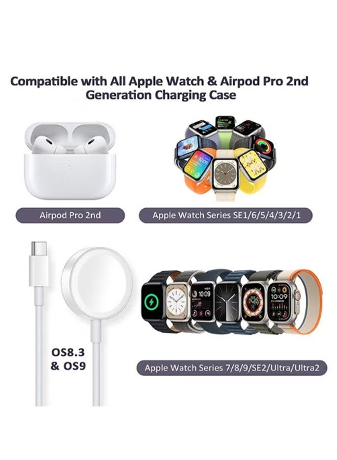 YJ Upgraded Apple Watch Charger, iPhone Watch Charger, Magnetic iWatch Fast USB C Fast Watch Charger,Compatible with Apple Watch Series Ultra2/Ultra/SE2/9/8/7/6/5/4/3/2/1/SE 1 m white - Image 4