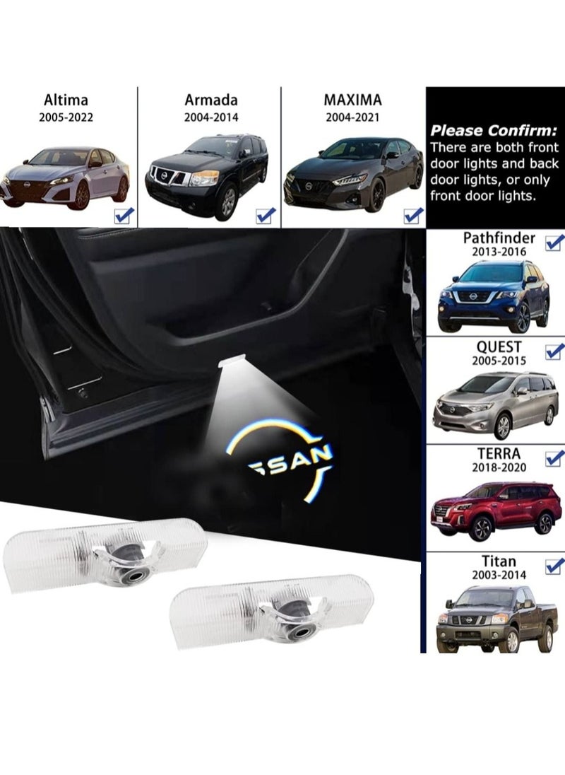 RAYMOS - Nissan Door Light Logo New Emblem Welcome Lights Accessories For Terra Altima Maxima Armada Titan Quest Pathfinder Series Super Bright Logo - Image 1