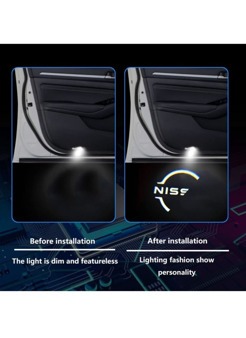 RAYMOS - Nissan Door Light Logo New Emblem Welcome Lights Accessories For Terra Altima Maxima Armada Titan Quest Pathfinder Series Super Bright Logo - Image 1
