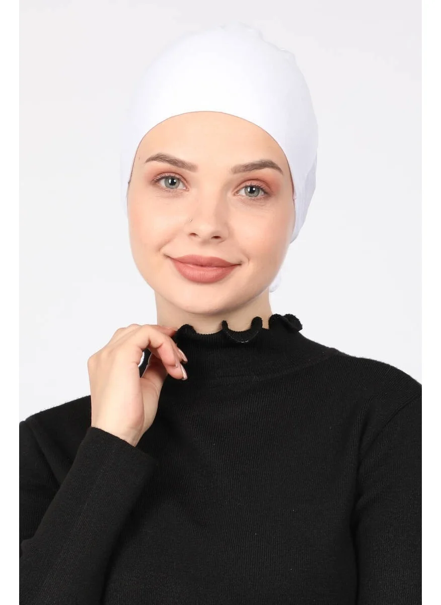 Miray Lycra Combed Cotton Bonnet White