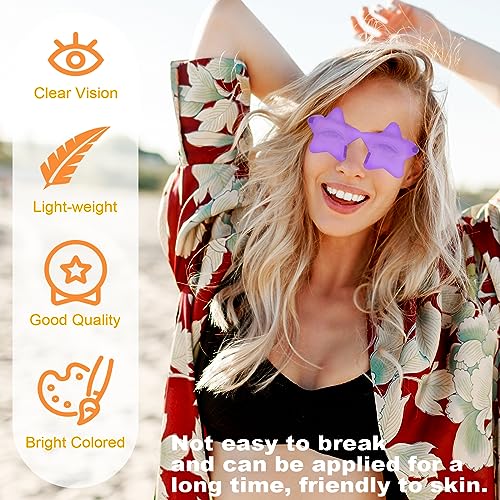 REHALY Purple Star Shaped Sunglasses, Colorful Transparent Rimless Pentagram Star Sunglasses for Adult Supplies - Image 4