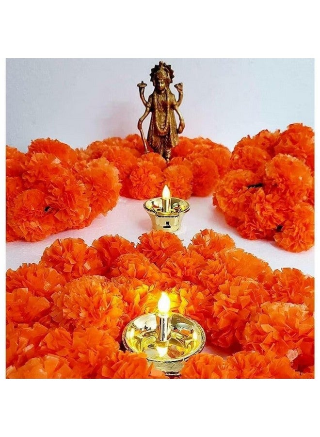 DRYPHON Artificial Marigold Garlands, Diwali & Pooja Room Decorations, Ganpati Decoration Combo (Orange, Pack of 15) - Image 4