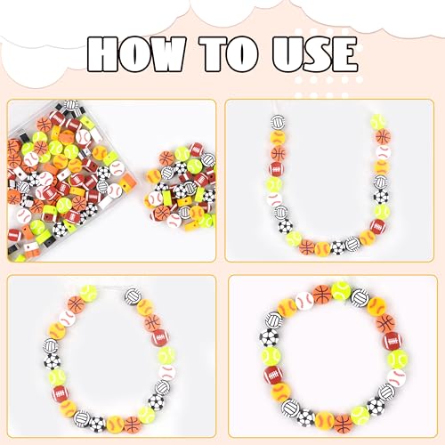 GMMA 180 Pcs Sports Ball Polymer Clay Beads for Friendship Bracelets, Spacer Beads Supplies for DIY Earring Necklace Jewelry Making - Image 3