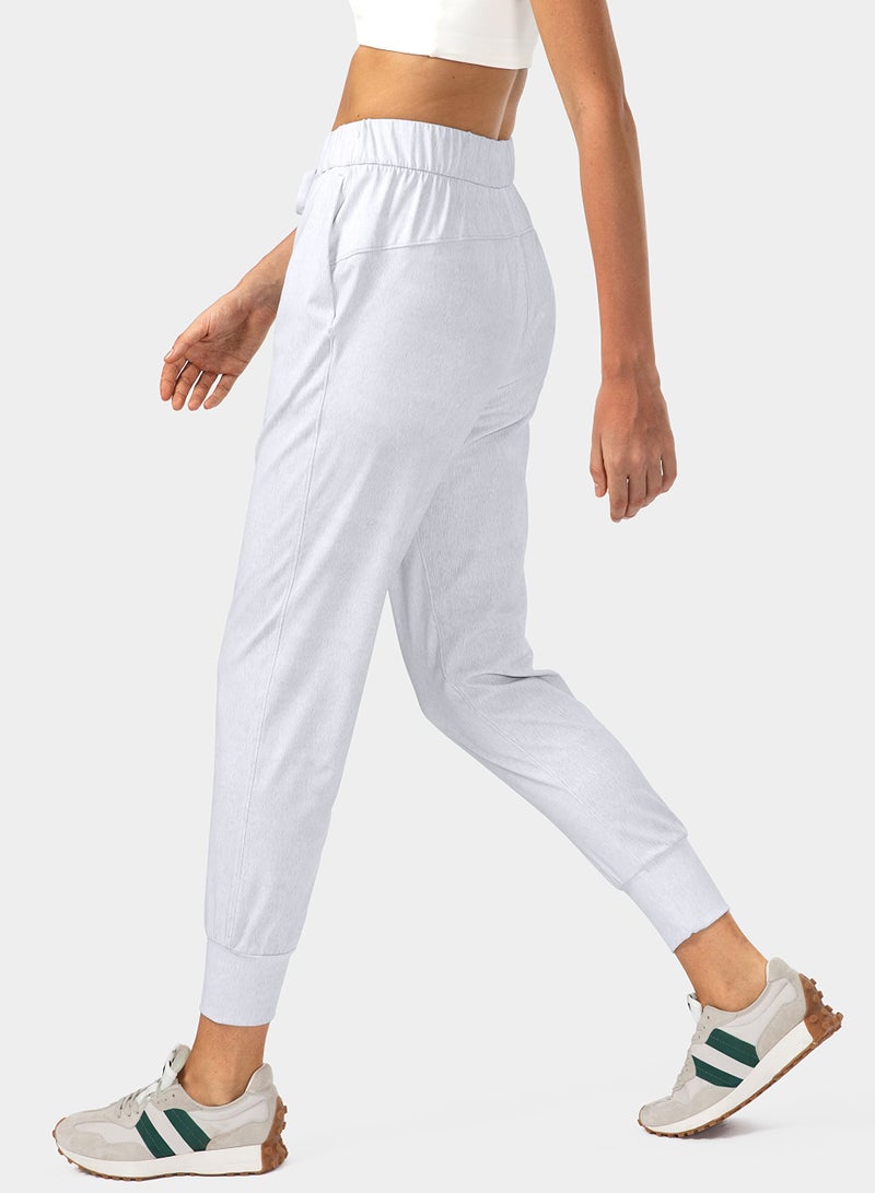 SANTINY Women's Joggers Pants Pockets Drawstring Running Sweatpants for Women Lounge Workout Jogging(Heather White_S) - Image 2