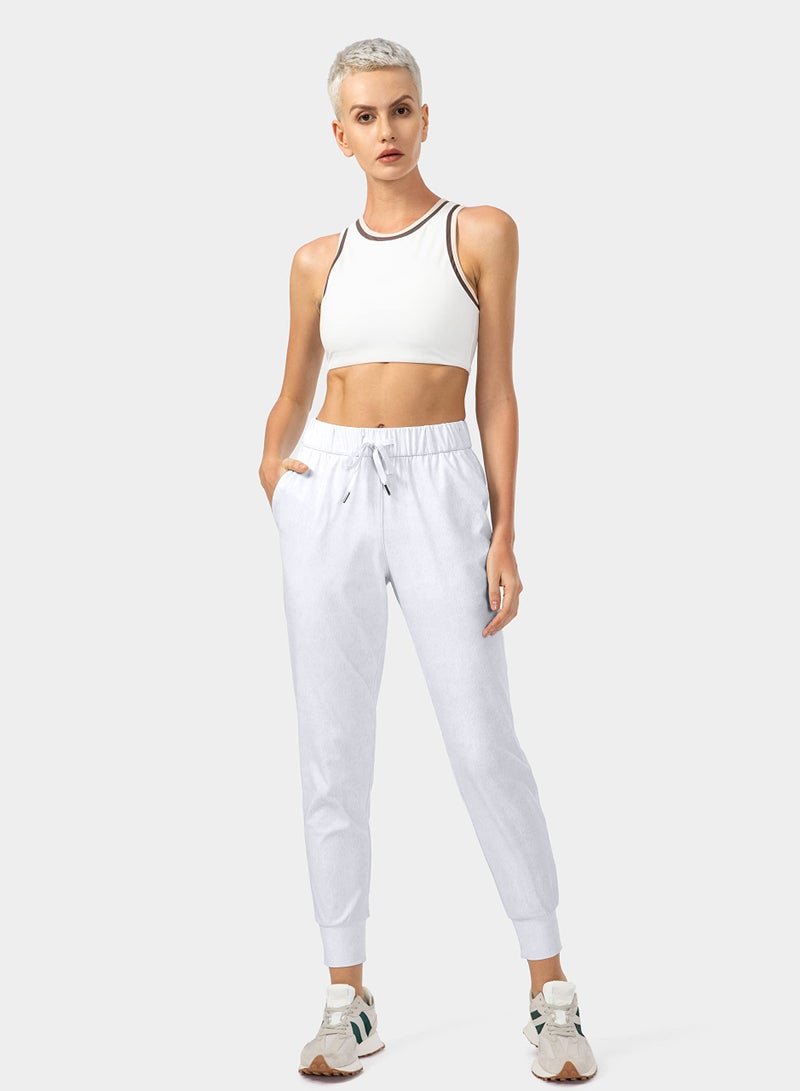 SANTINY Women's Joggers Pants Pockets Drawstring Running Sweatpants for Women Lounge Workout Jogging(Heather White_S) - Image 5
