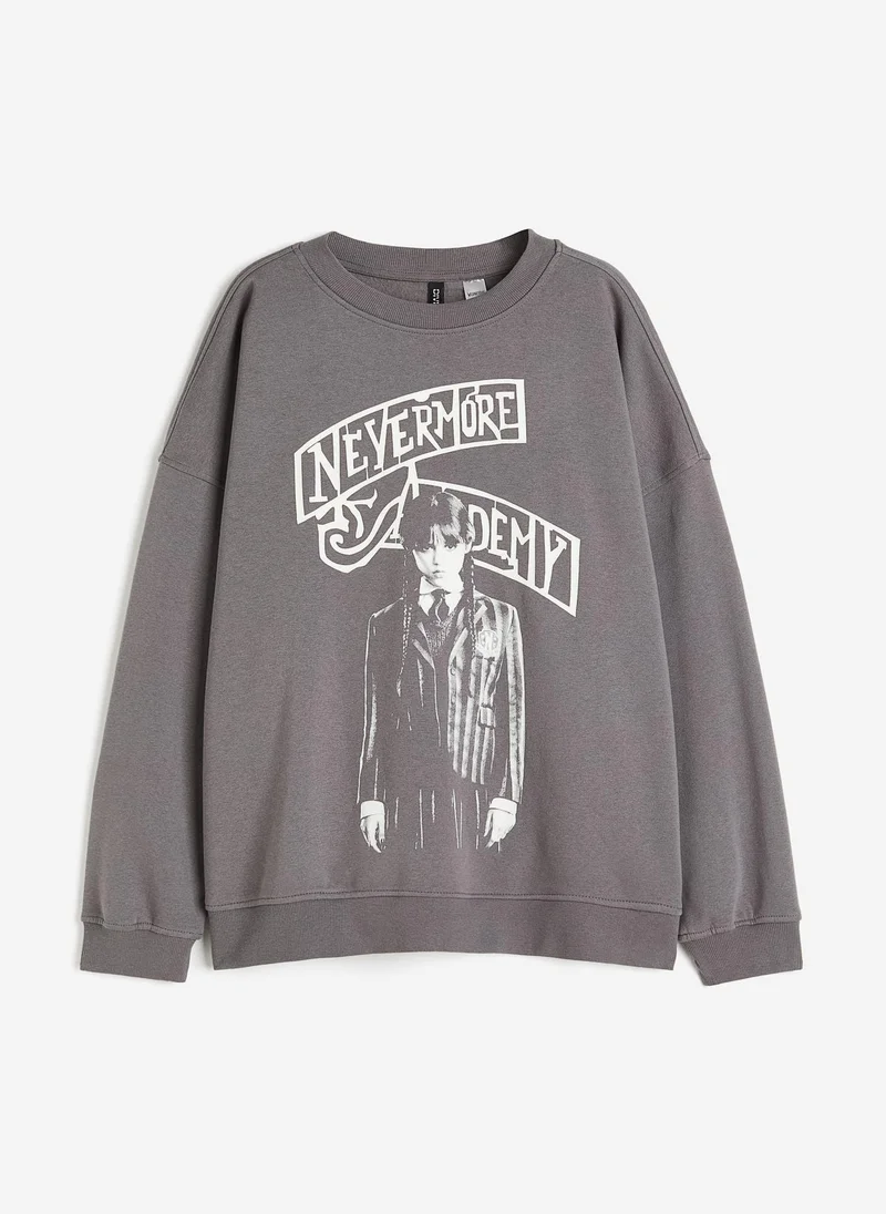 اتش اند ام Oversized Printed Sweatshirt