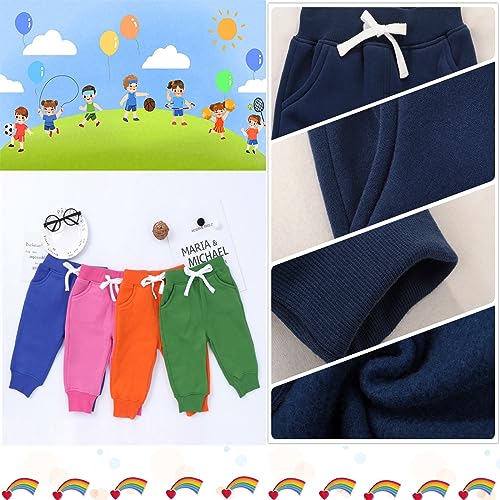 CuteOn Unisex Toddler Jogger Pants Kids Cotton Elastic Waist Winter Baby Sweatpants Pants 4Years Dark Blue - Image 4