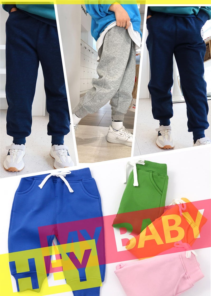CuteOn Unisex Toddler Jogger Pants Kids Cotton Elastic Waist Winter Baby Sweatpants Pants 4Years Dark Blue - Image 5