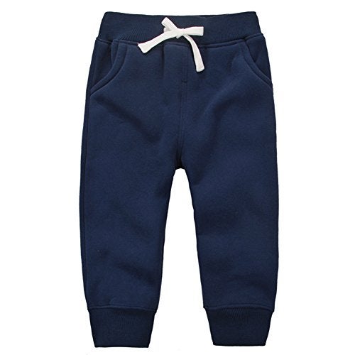 CuteOn Unisex Toddler Jogger Pants Kids Cotton Elastic Waist Winter Baby Sweatpants Pants 4Years Dark Blue - Image 1