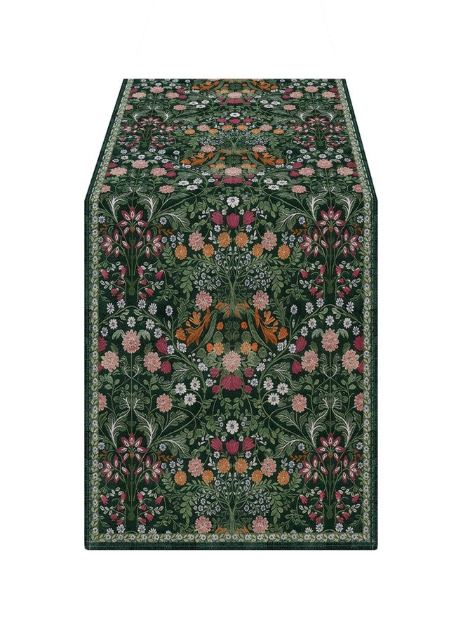 OYIMUA مفرش طاولة ربيعي من الشنيل الناعم السميك المقاوم للماء من أوييموا، بطول 72 بوصة، أخضر داكن، بنقشة زهور، مناسب لفصل الصيف، مثالي لتزيين طاولة الطعام في الأماكن المغلقة والمفتوحة. - Image 1