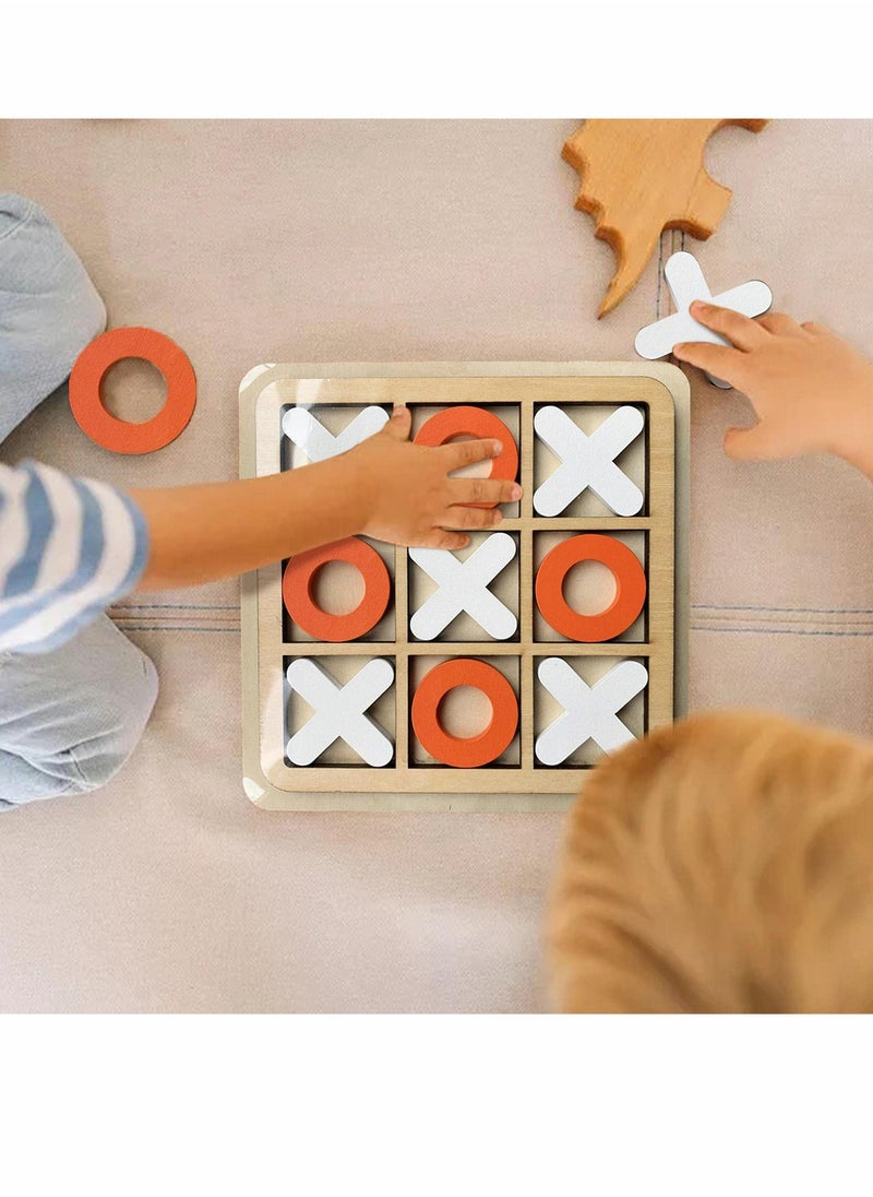 SYOSI Tic Tac Toe Game Toy, Classic Wooden Checkerboard Educational Family Game Toys Set, Portable Casual Tabletop Game for Adults and Kids 3 Pcs  - Image 3