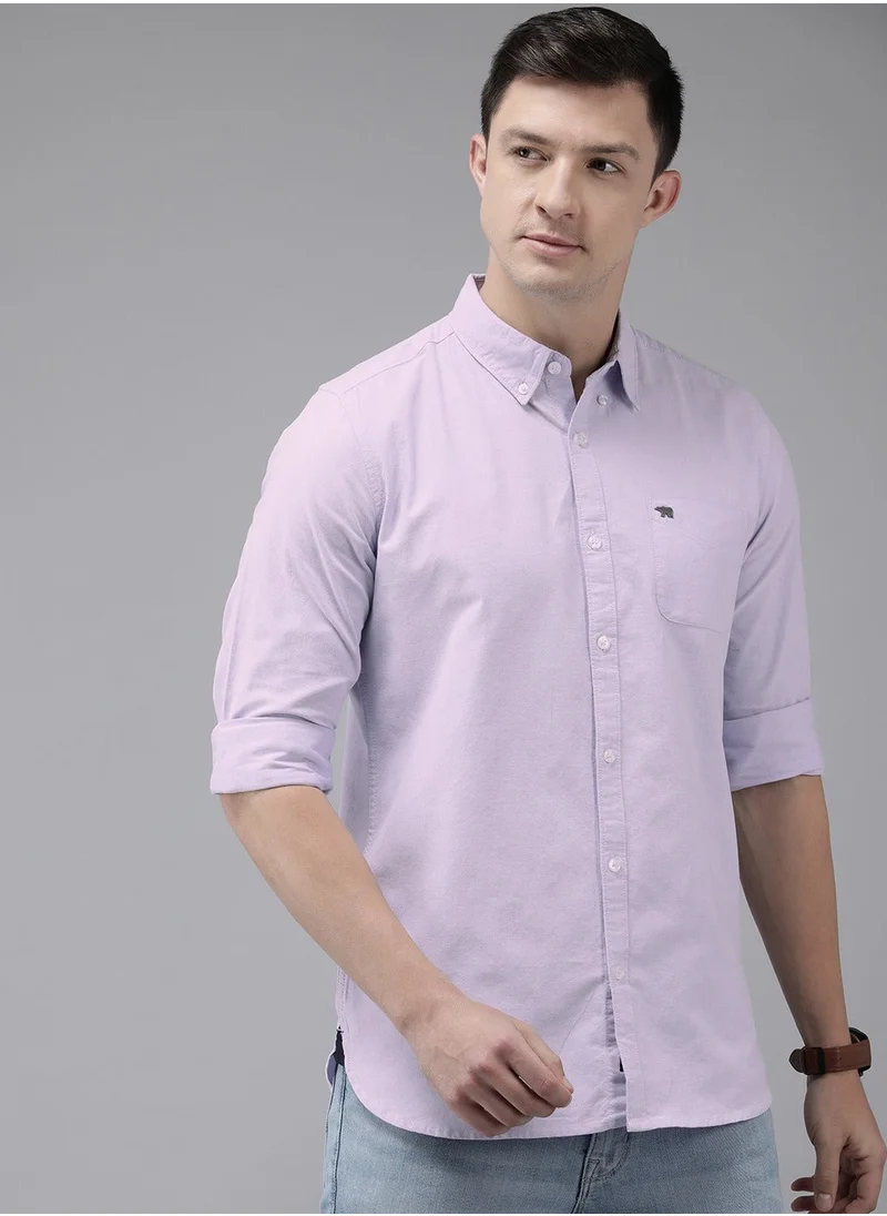 ذا بير هاوس Men's Cotton Shirt | Casual & Formal Long Sleeve Slim Fit | Classic Button-Down, Office & Everyday Wear, Comfortable & Breathable Fabric, Purple, Size - S - XXL, (Descat)